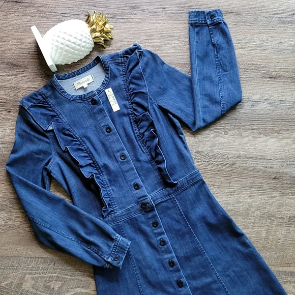 Madewell | Dresses | Nwt Madewell Denim Rufflefront Style Dress | Poshmark Madewell | Dresses | Nwt Madewell Denim Rufflefront Style Dress | Poshmark